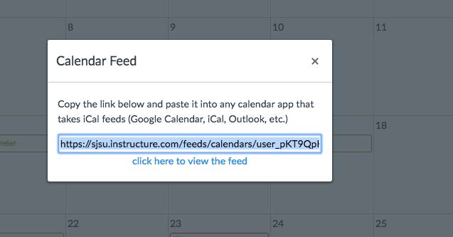 Canvas calendar feed link Canvas calendar feed link