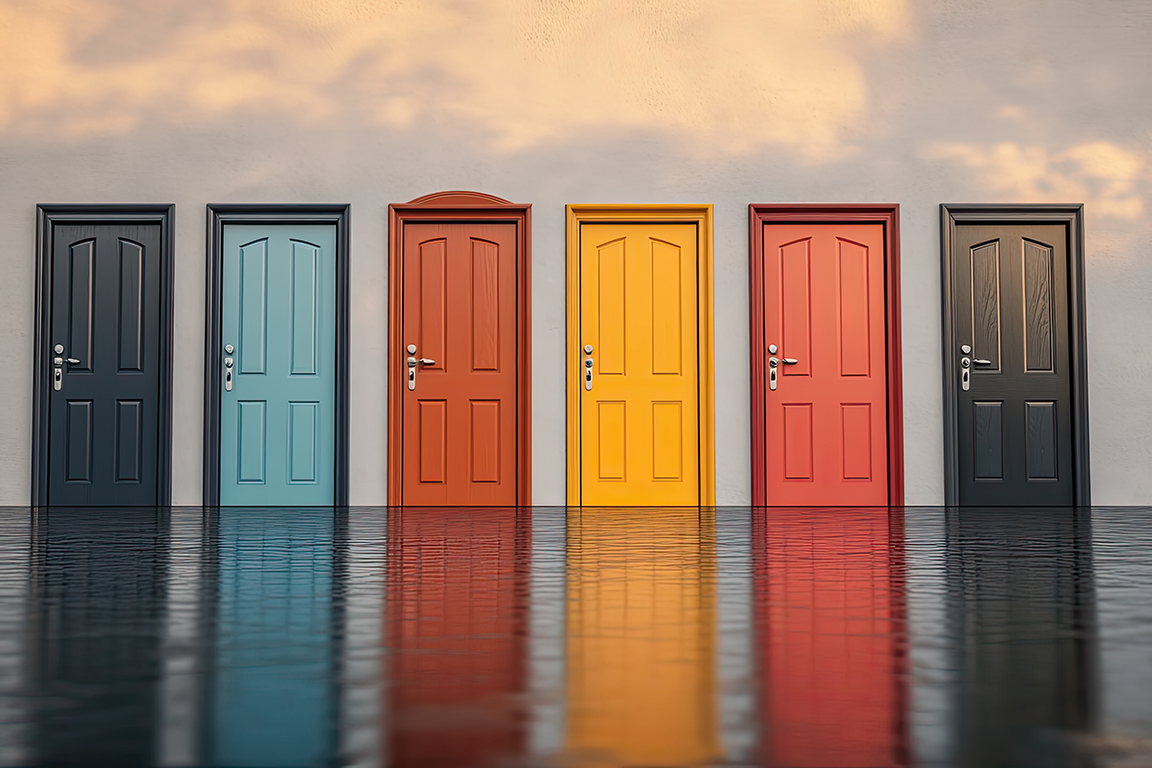 Doors of various colors