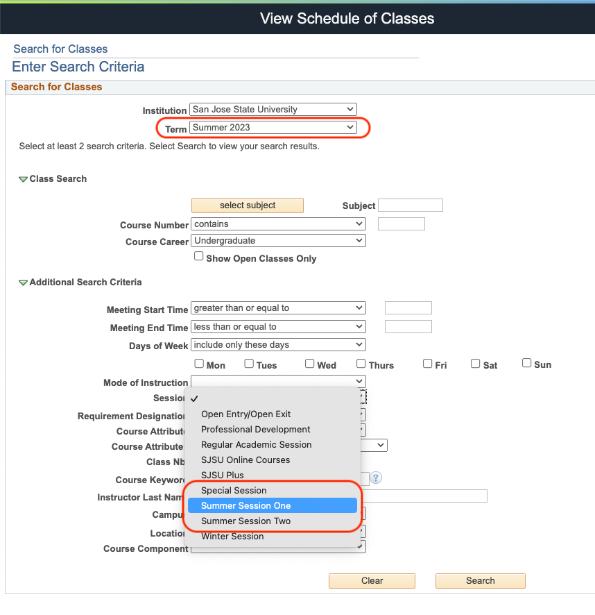 Additional Search Criteria Additional Search Criteria