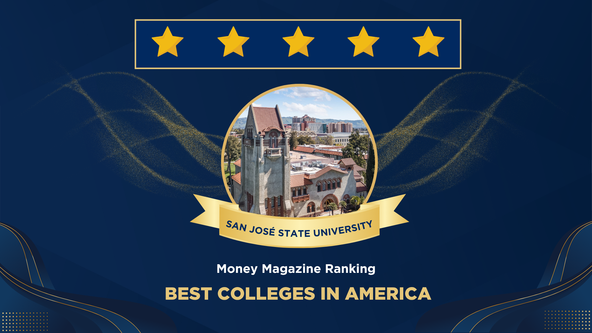 5 stars - SJSU - America's Best Colleges by Money Magazine.
