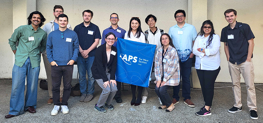 SJSU students posing for a group photo with an APS Far West Section banner.